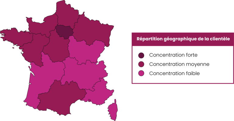 Carte illustrant la répartition géographique de nos clients